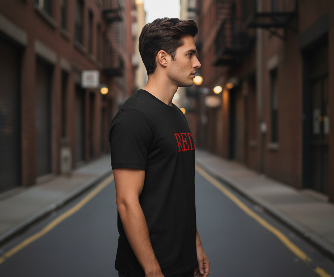 UNISEX BLACK I AM RED REGULAR FIT TSHIRT