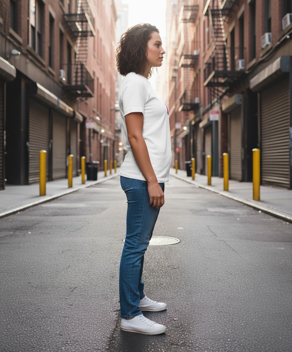 WOMEN'S WHITE PURPLE FAITH REGULAR FIT TSHIRT