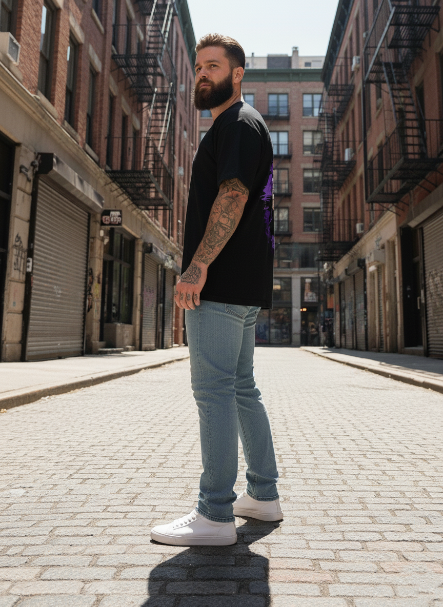 UNISEX BLACK GOJO SATORU - PURPLE HOLLOW OVERSIZE FIT TSHIRT