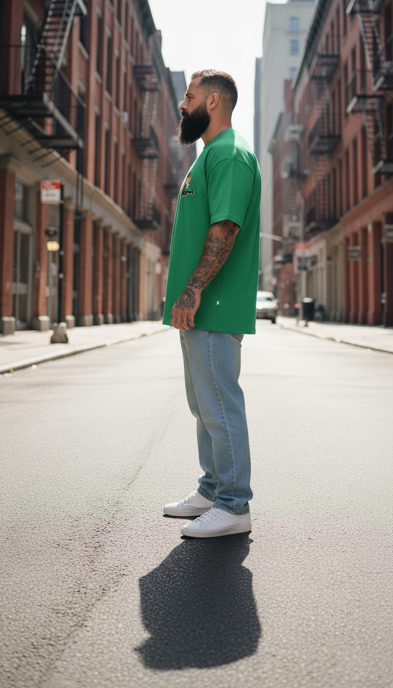 UNISEX GREEN KUR00 AND KENMA OVERSIZE FIT TSHIRT