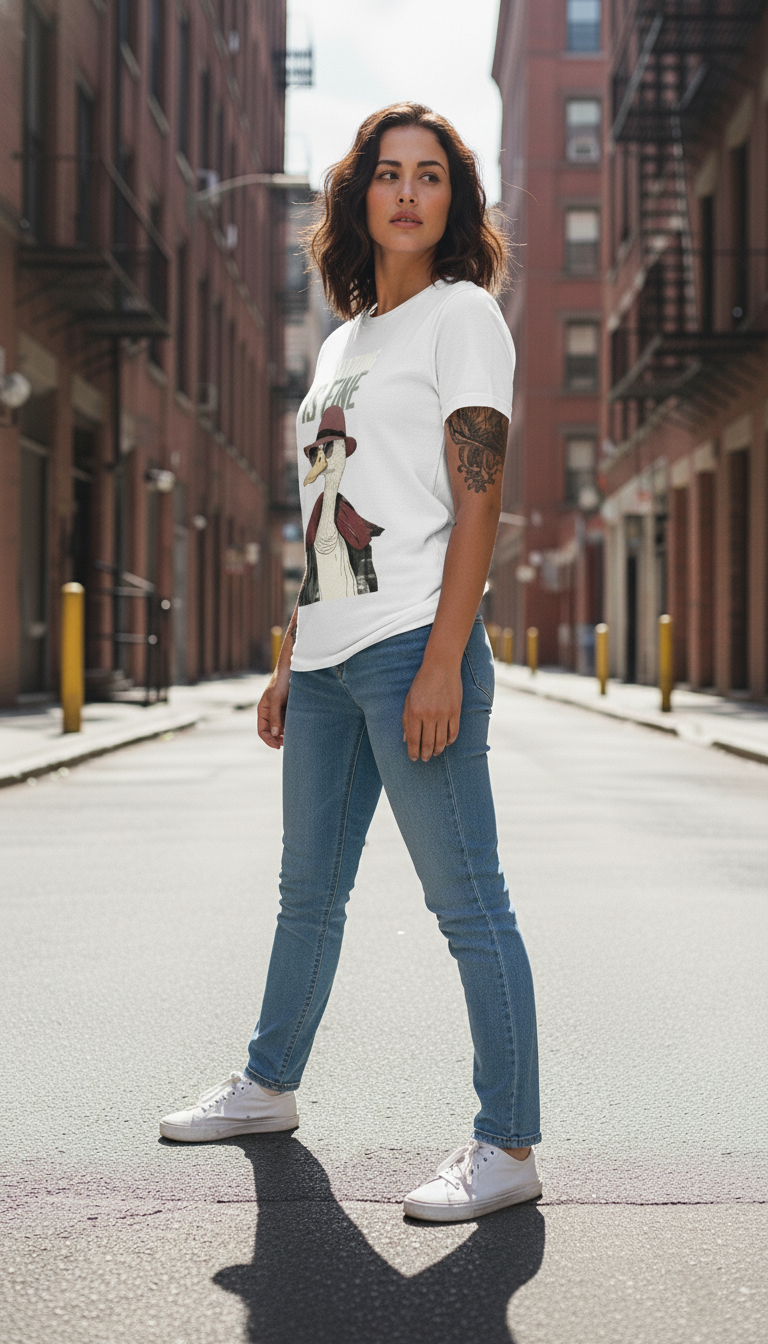 WOMEN'S WHITE EVERYTHING IS FINE REGULAR FIT TSHIRT