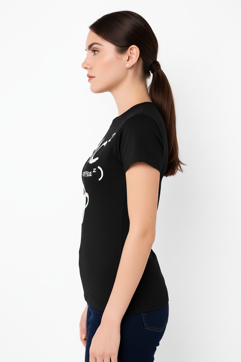 WOMEN'S BLACK E=MC(Sq.) REGULAR FIR TSHIRT