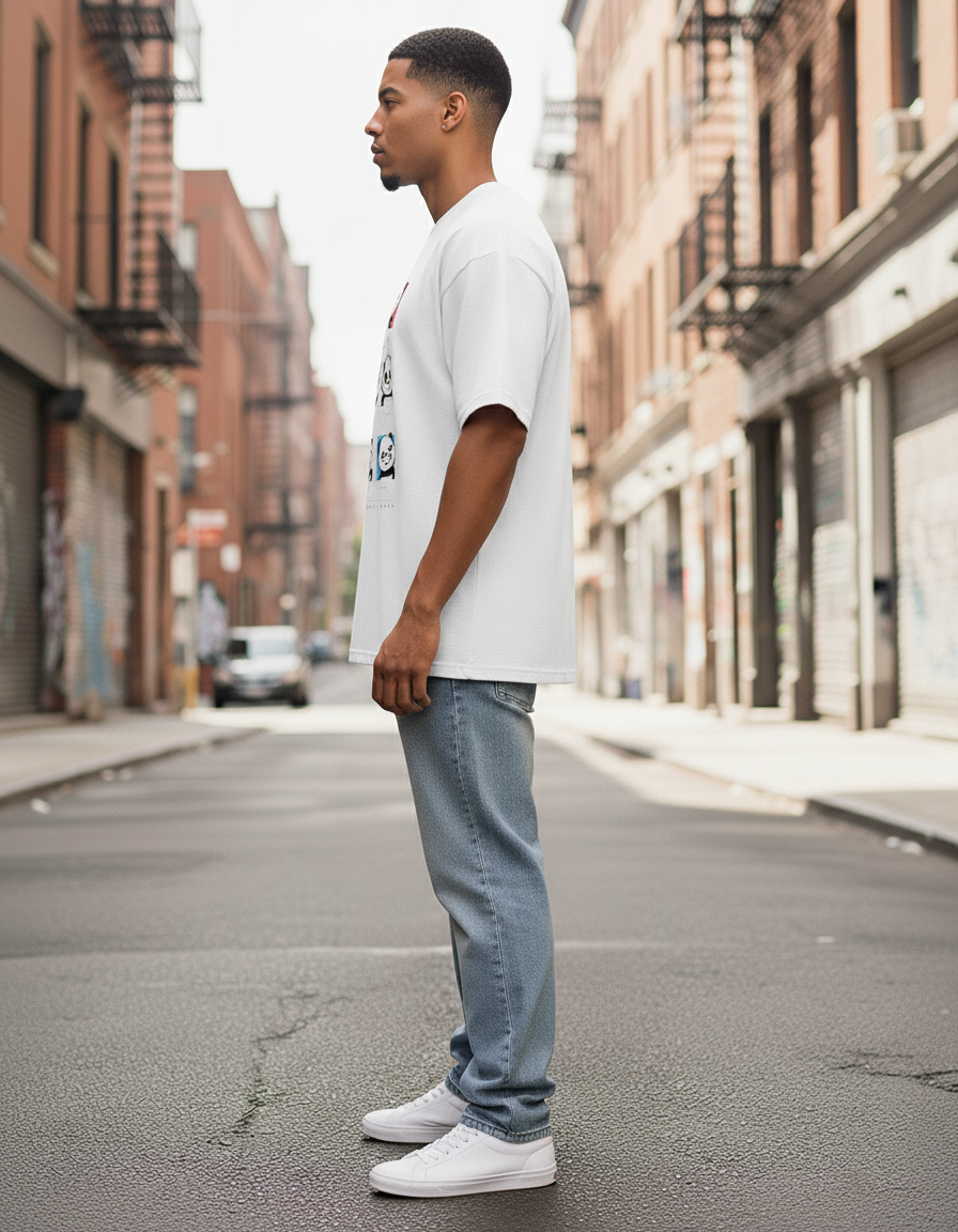 UNISEX WHITE MOOD OF THE DAY OVERSIZE FIT TSHIRT