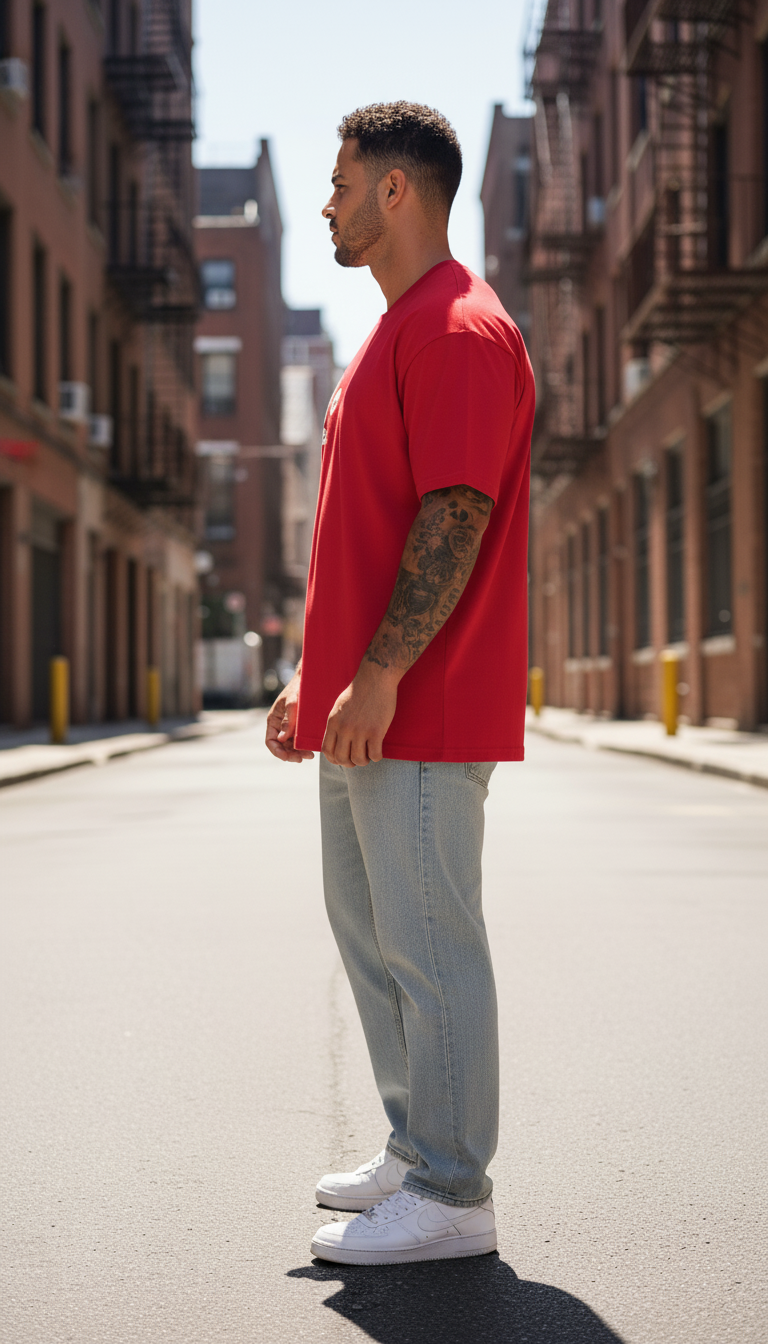 UNISEX RED SAITAMA OVERSIZE FIT TSHIRT