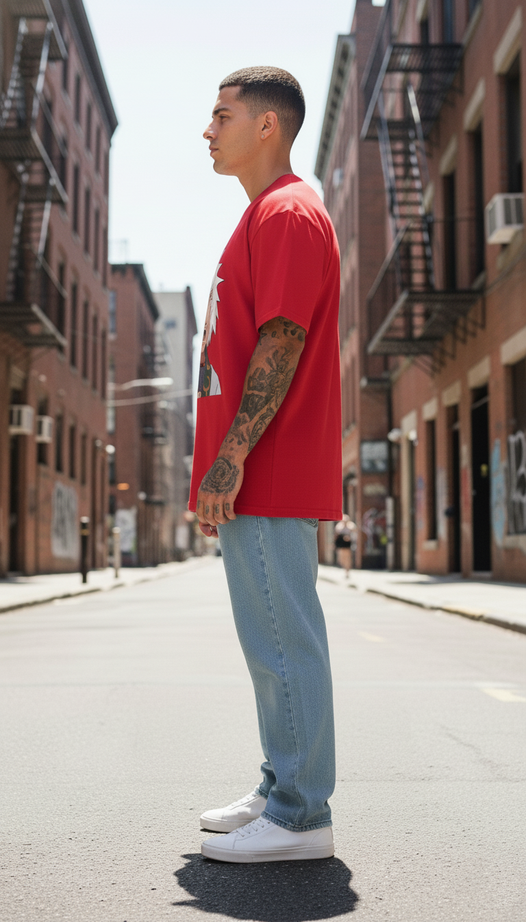 UNISEX RED YOUNG JIRAIYA OVERSIZE FIT TSHIRT