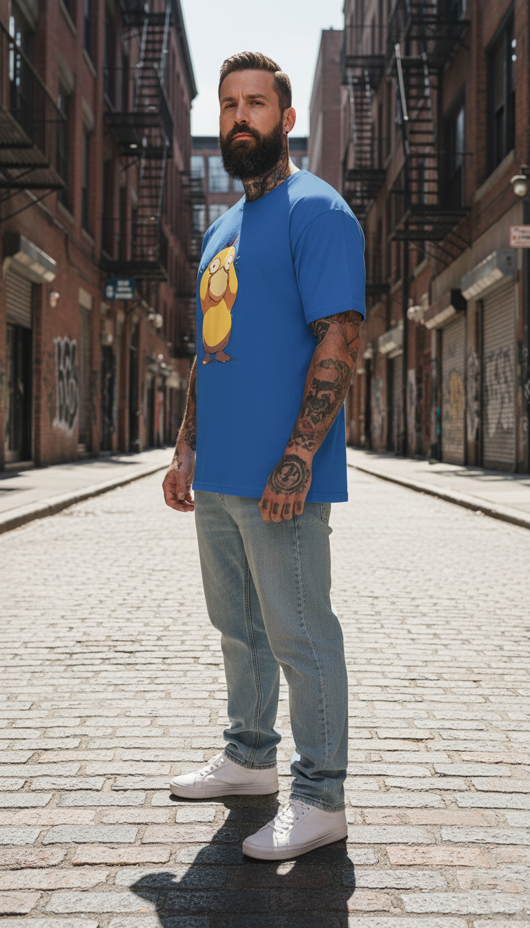 UNISEX BLUE PSYDUCK OVERSIZE FIT TSHIRT