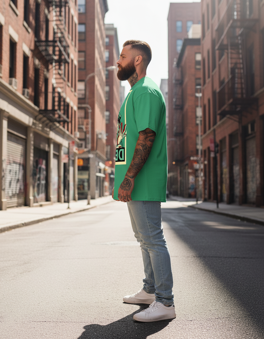 UNISEX GREEN DEKU OVERSIZE FIT TSHIRT