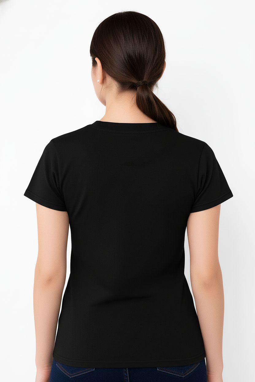 WOMEN'S BLACK E=MC(Sq.) REGULAR FIR TSHIRT