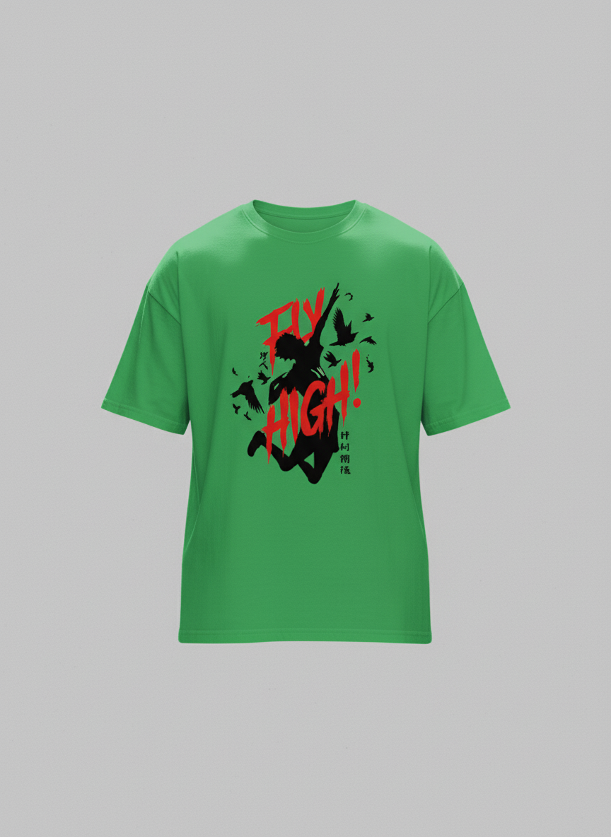 UNISEX GREEN FLY HIGH - HAIKYUU OVERIZE FIT TSHIRT