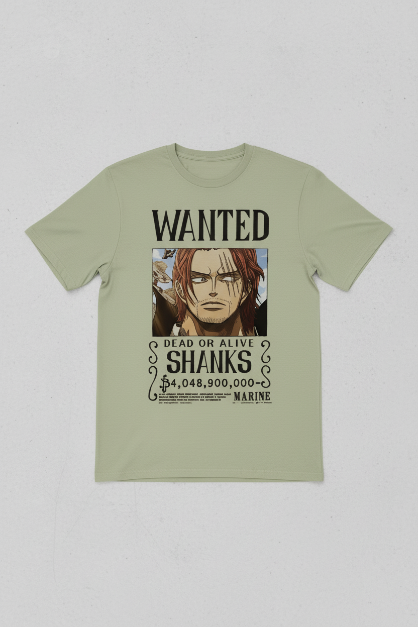 UNISEX BEIGE  SHANKS - DEAD OR ALIVE WANTED POSTER OVERSIZE FIT TSHIRT