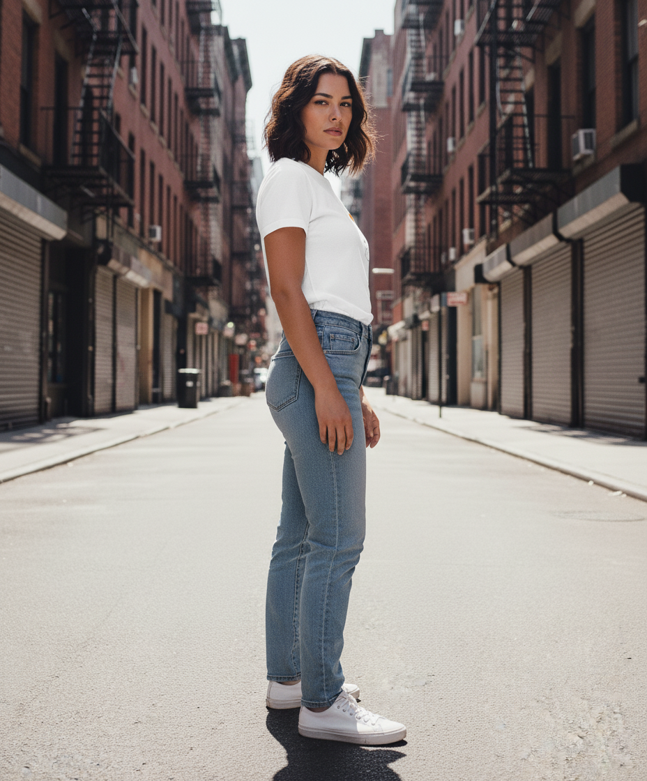 WOMEN'S WHITE GEOMETRIC SUN REGULAR FIT TSHIRT