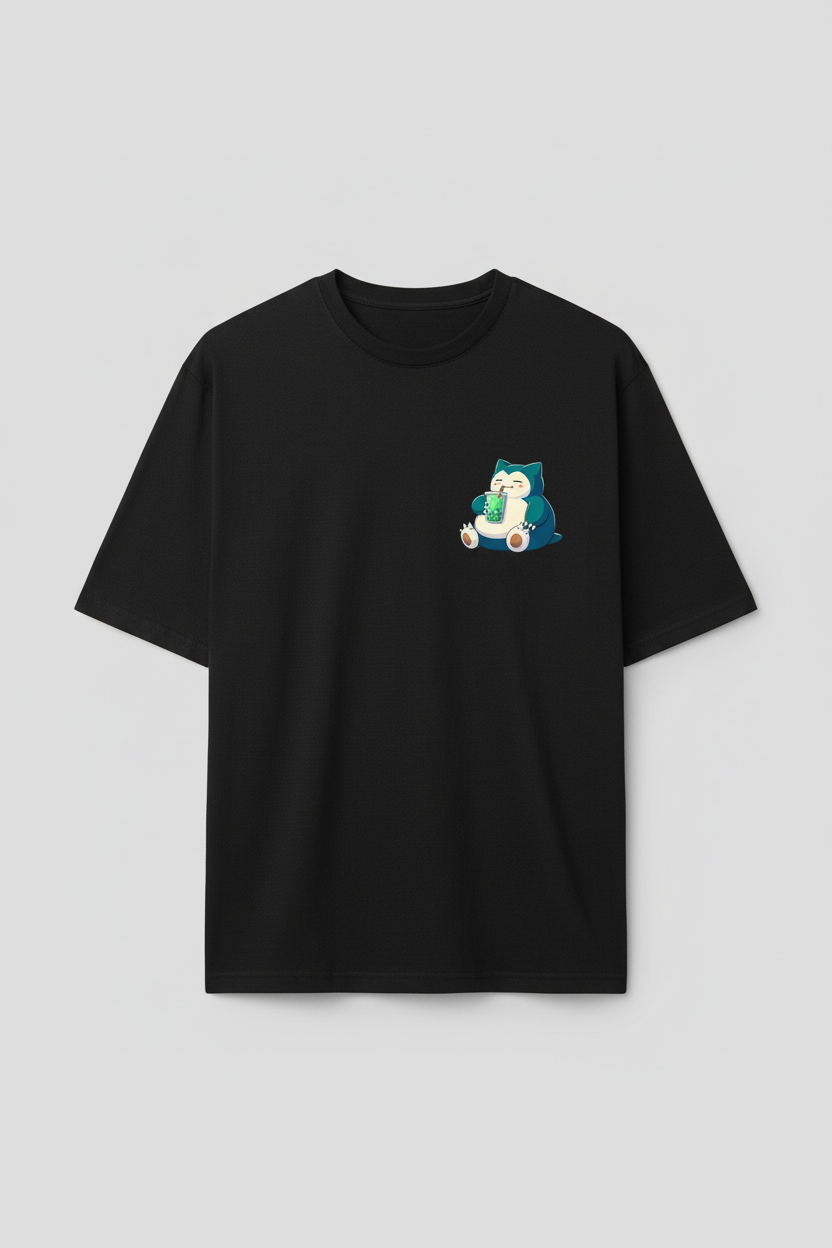 UNISEX BLACK CHILL SNORLAX OVERSIZE FIT TSHIRT