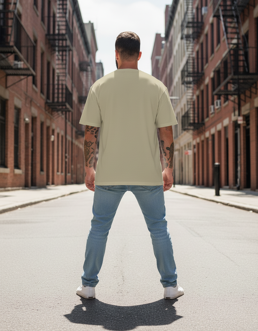 UNISEX BEIGE  DEMON KING - MUZAN KIBUTSUJI OVERSIZE FIT TSHIRT