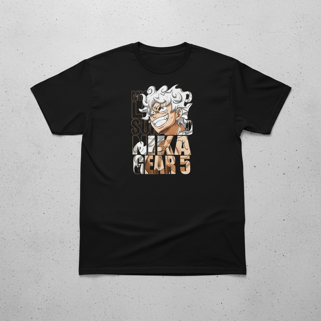 UNISEX BLACK MONKEY D LUFFY - NIKA GEAR 5 OVERSIZE FIT TSHIRT