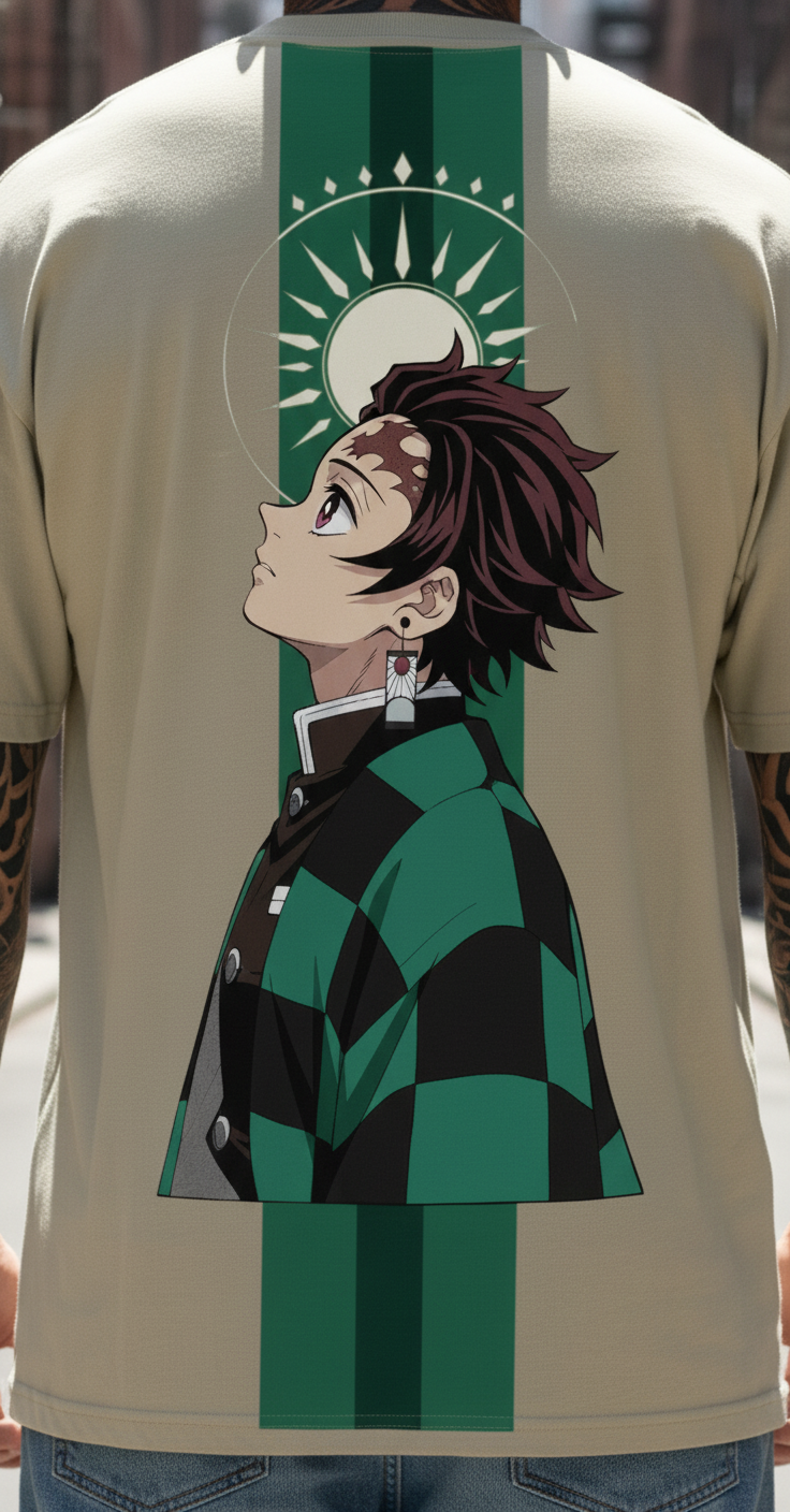 UNISEX BEIGE  TANJIRO OVERSIZE FIT TSHIRT