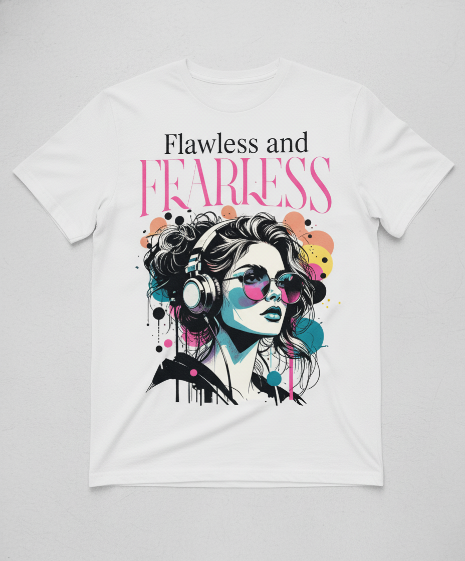 WOMEN'S WHITE FLAWLESS AND FEARLESS REGULAR FIT TSHIRT