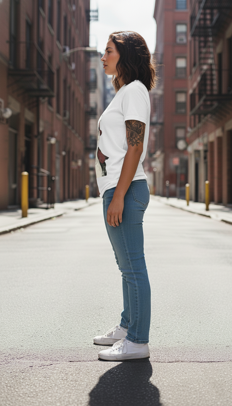 WOMEN'S WHITE EVERYTHING IS FINE REGULAR FIT TSHIRT