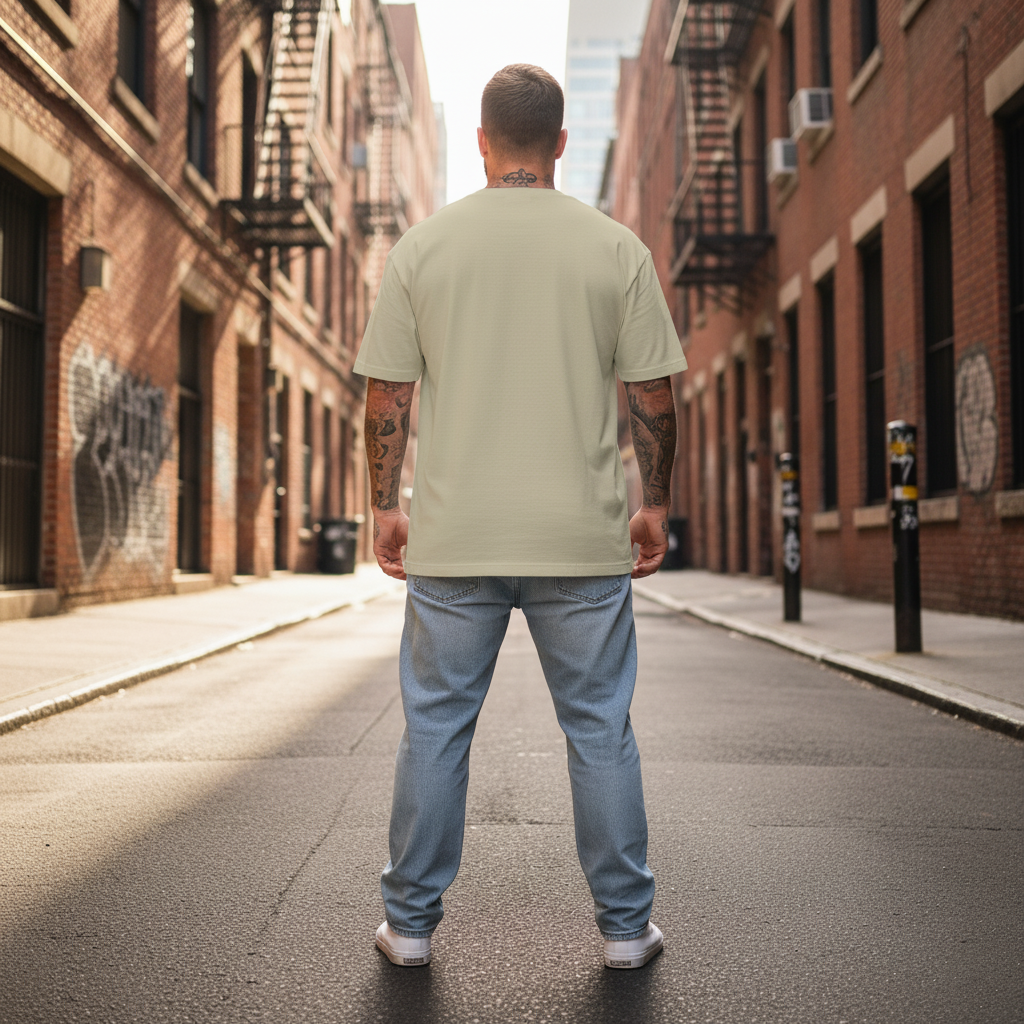 UNISEX BEIGE  POCKEY DEMON SLAYERS OVERSIZE FIT TSHIRT