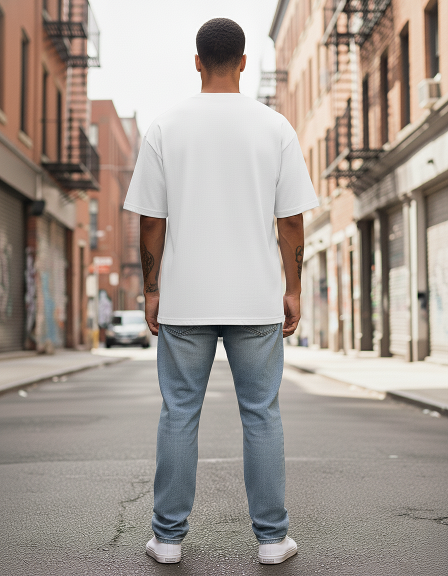 UNISEX WHITE MOOD OF THE DAY OVERSIZE FIT TSHIRT
