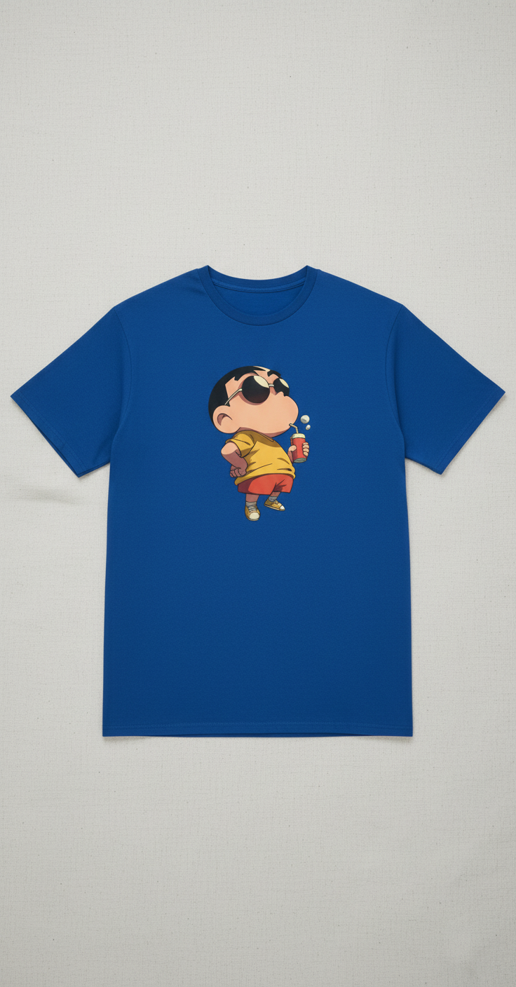 UNISEX ROYAL BLUE CHILL SHINCHAN OVERSIZE FIT TSHIRT