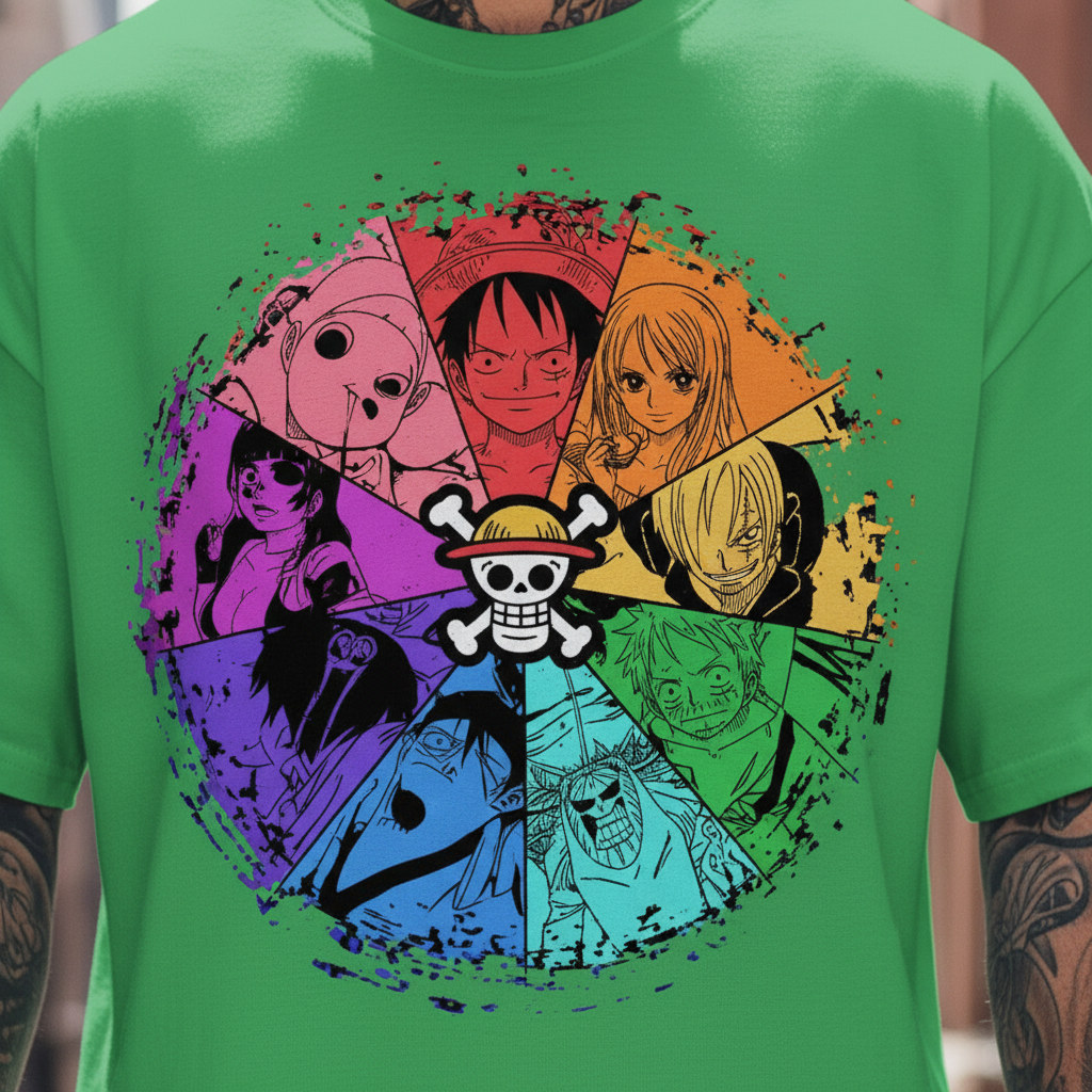 UNISEX GREEN STRAWHATS CREW OVERSIZE FIT TSHIRT