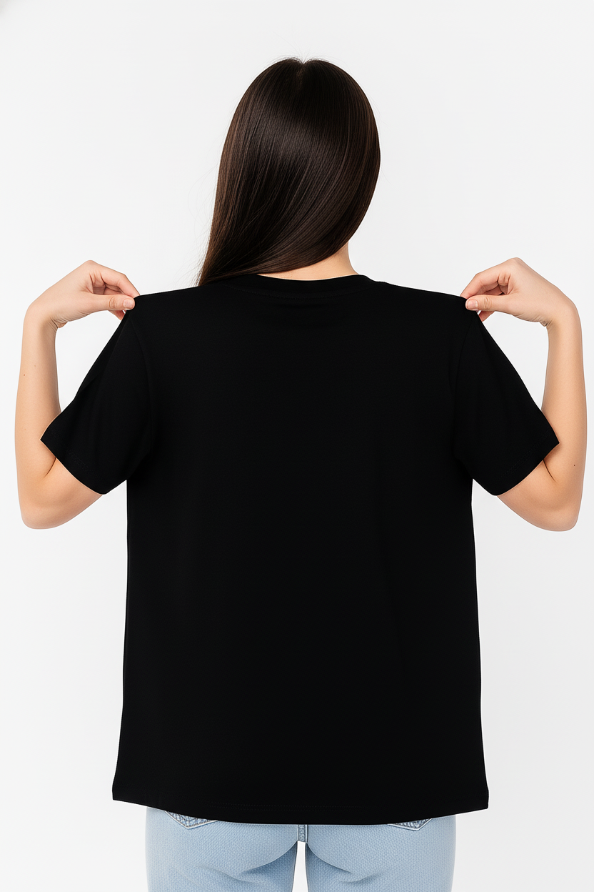 WOMEN'S BLACK POSITIVE MIND REGUALR FIT TSHIRT