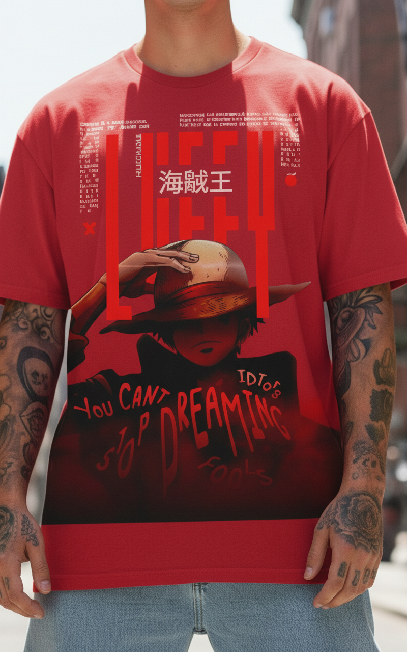 UNISEX RED LUFFY OVERSIZE FIT TSHIRT