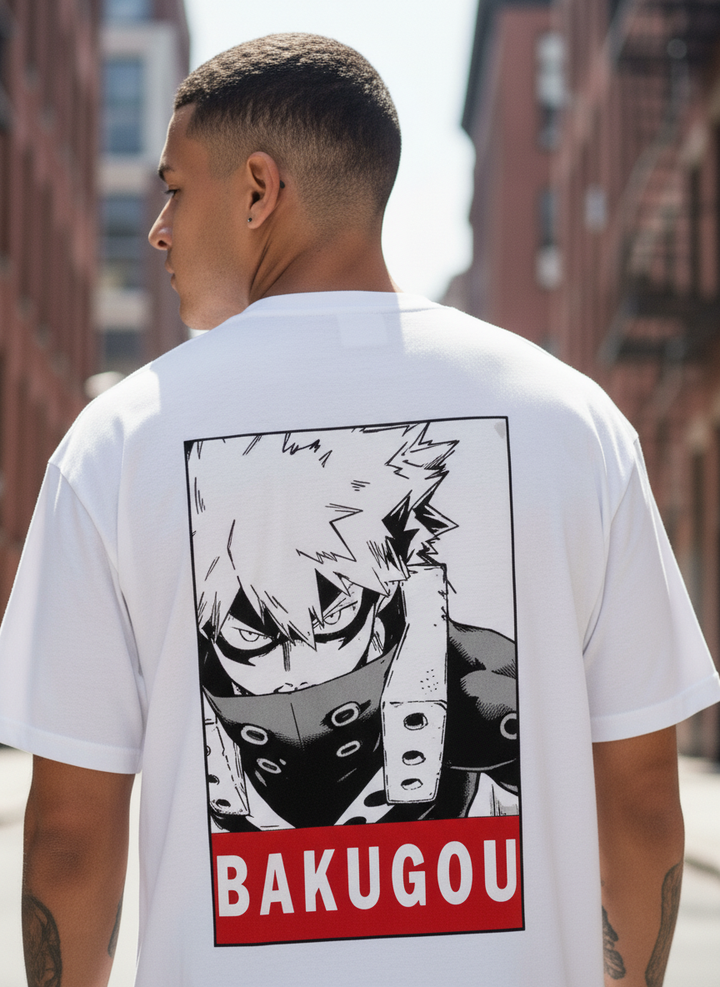 UNISEX WHITE BAKUGO OVERSIZE FIT TSHIRT
