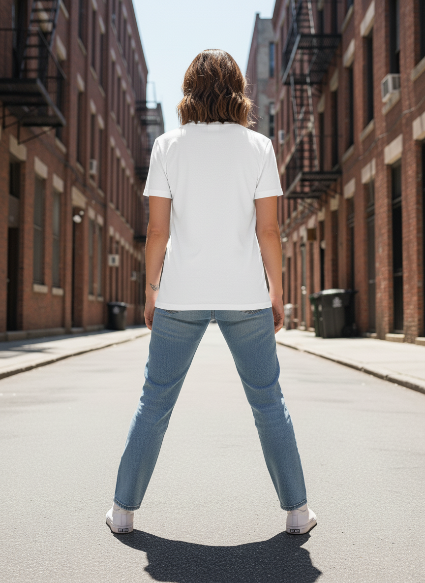 WOMEN'S WHITE ABSTRACT MUSE REGULAR FIR TSHIRT