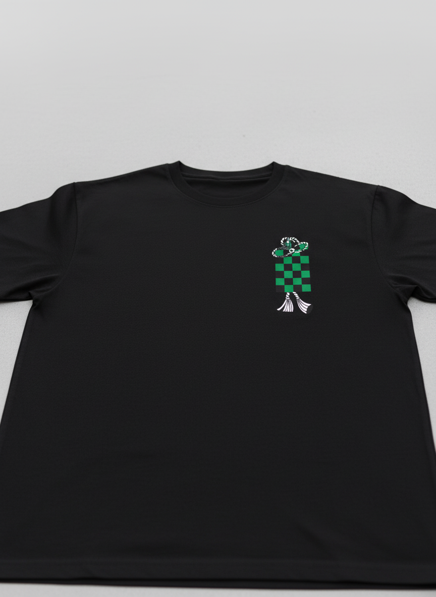 UNISEX BLACK TANJIRO'S CHECK OVERSIZE FIT TSHIRT