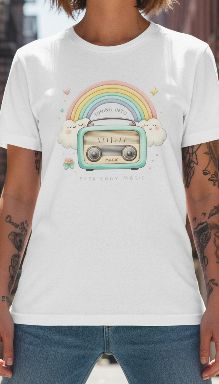 WOMEN'S WHITE CLOUD RADIO REDULAR FIR TSHIRT