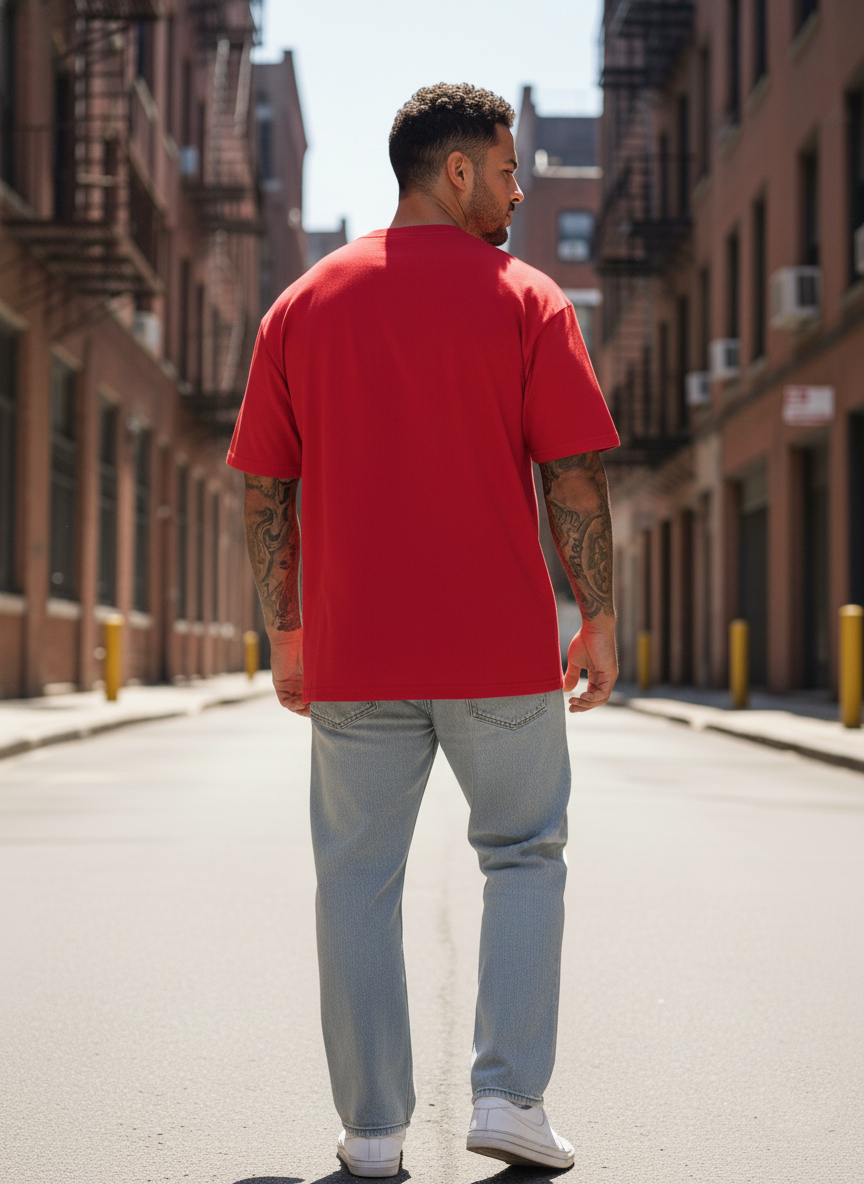 UNISEX RED SAITAMA OVERSIZE FIT TSHIRT