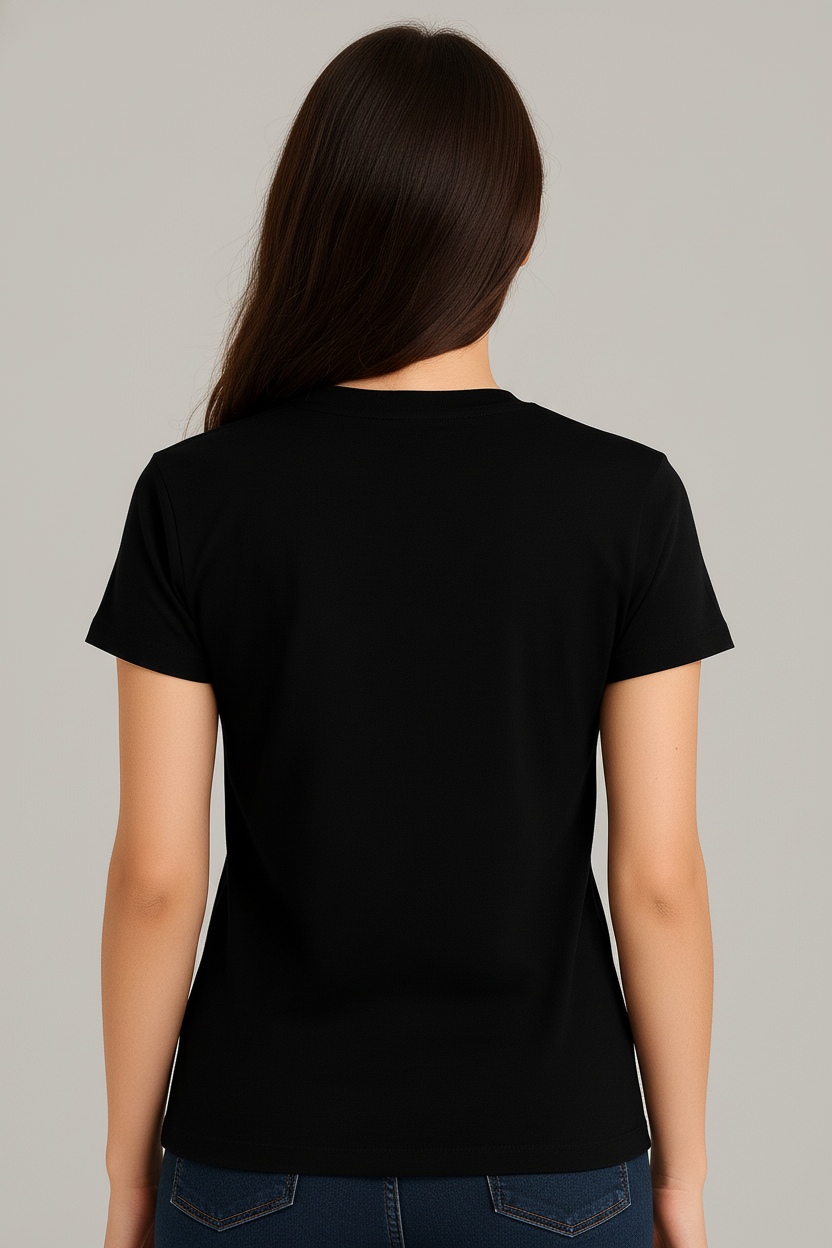 WOMEN'S BLACK SUN_KISSED REGUALR FIT TSHIRT