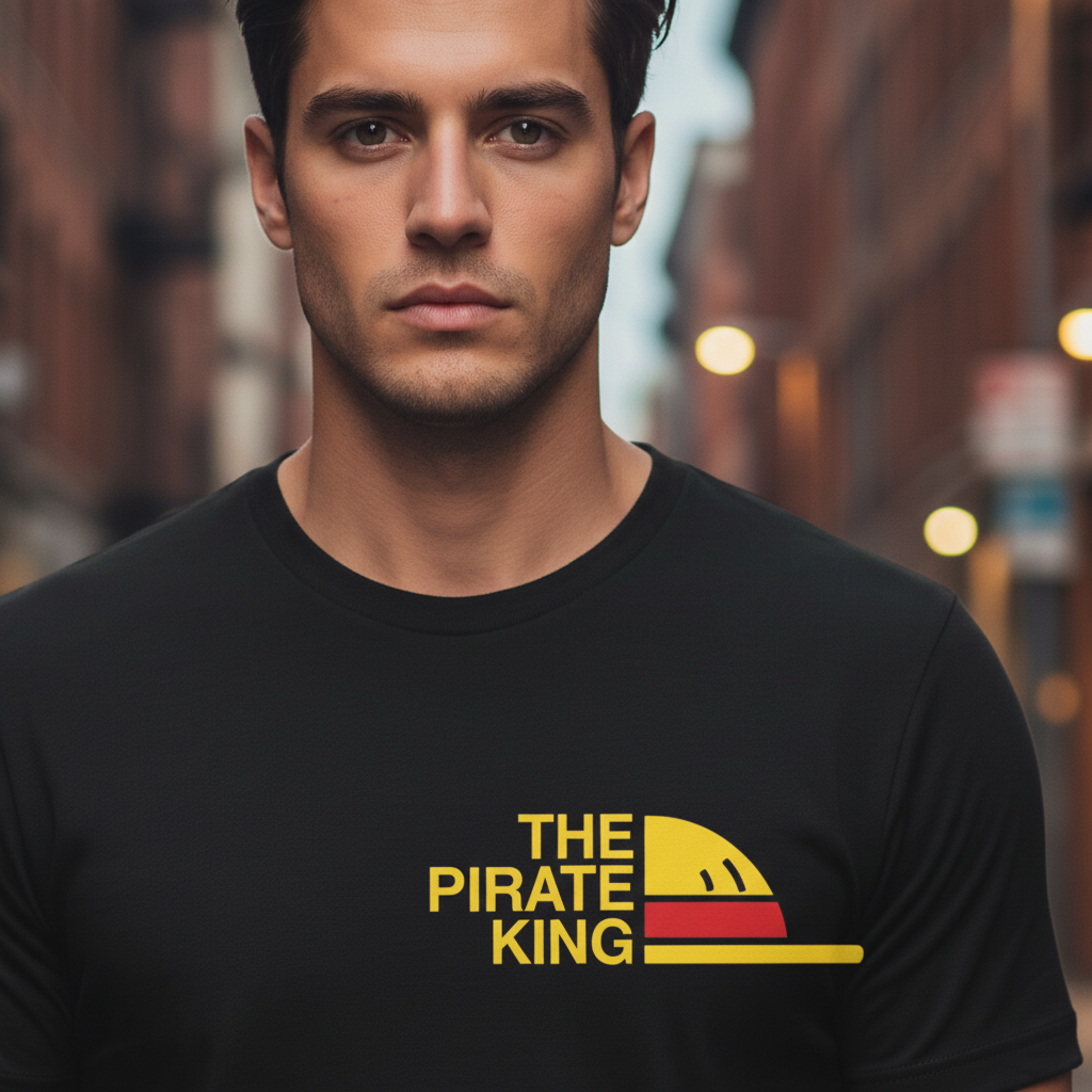UNISEX BLACK ONE PIECE - THE PIRATE KING REGULAR FIT TSHIRT