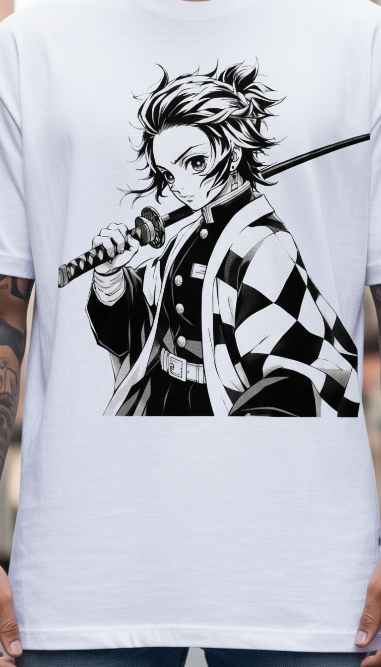 UNISEX WHITE BNW TANJIRO OVERSIZE FIT TSHIRT