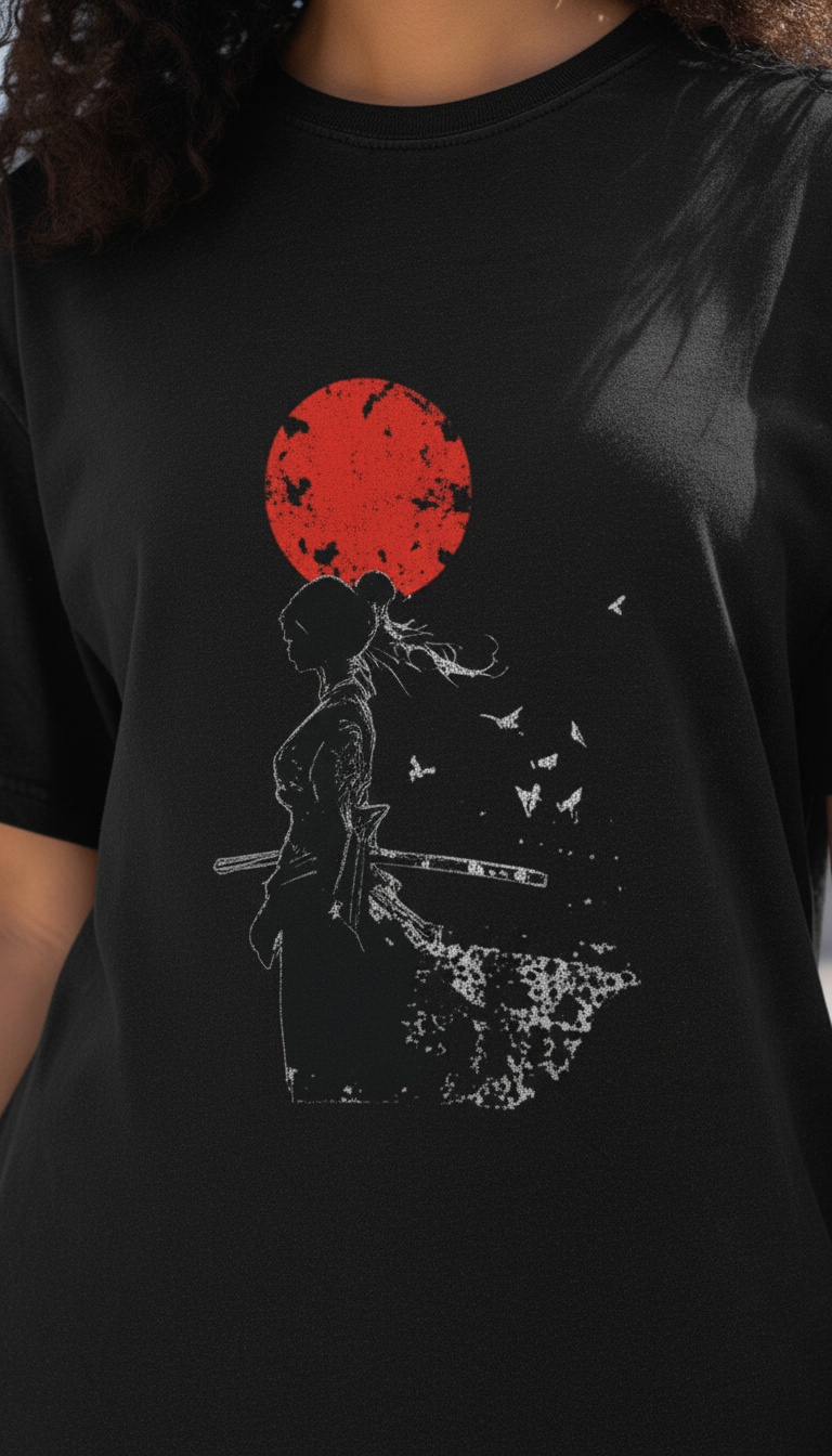 WOMEN'S BLACK THE RED MOON REGULAR FIT TSHIRT