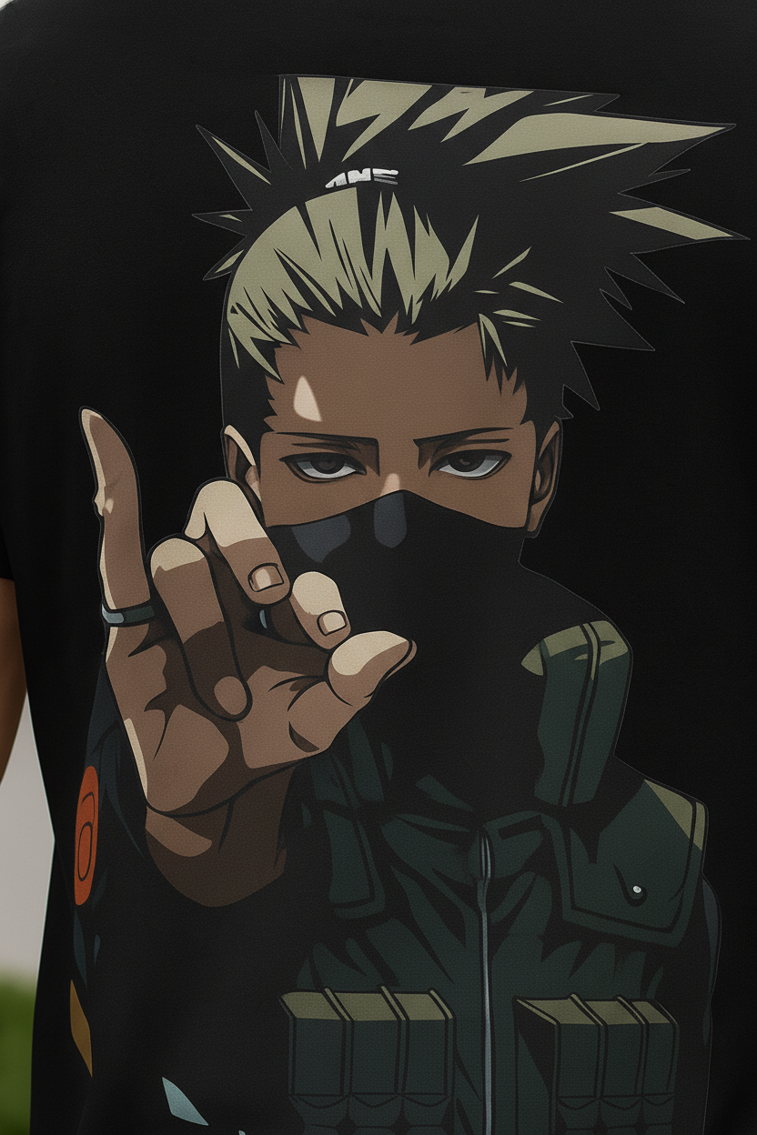 UNISEX BLACK SHIKAMARU REGULAR FIT TSHIRT