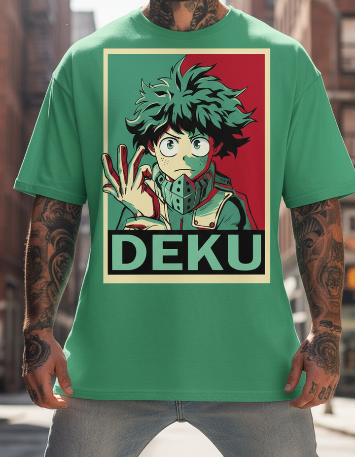 UNISEX GREEN DEKU OVERSIZE FIT TSHIRT