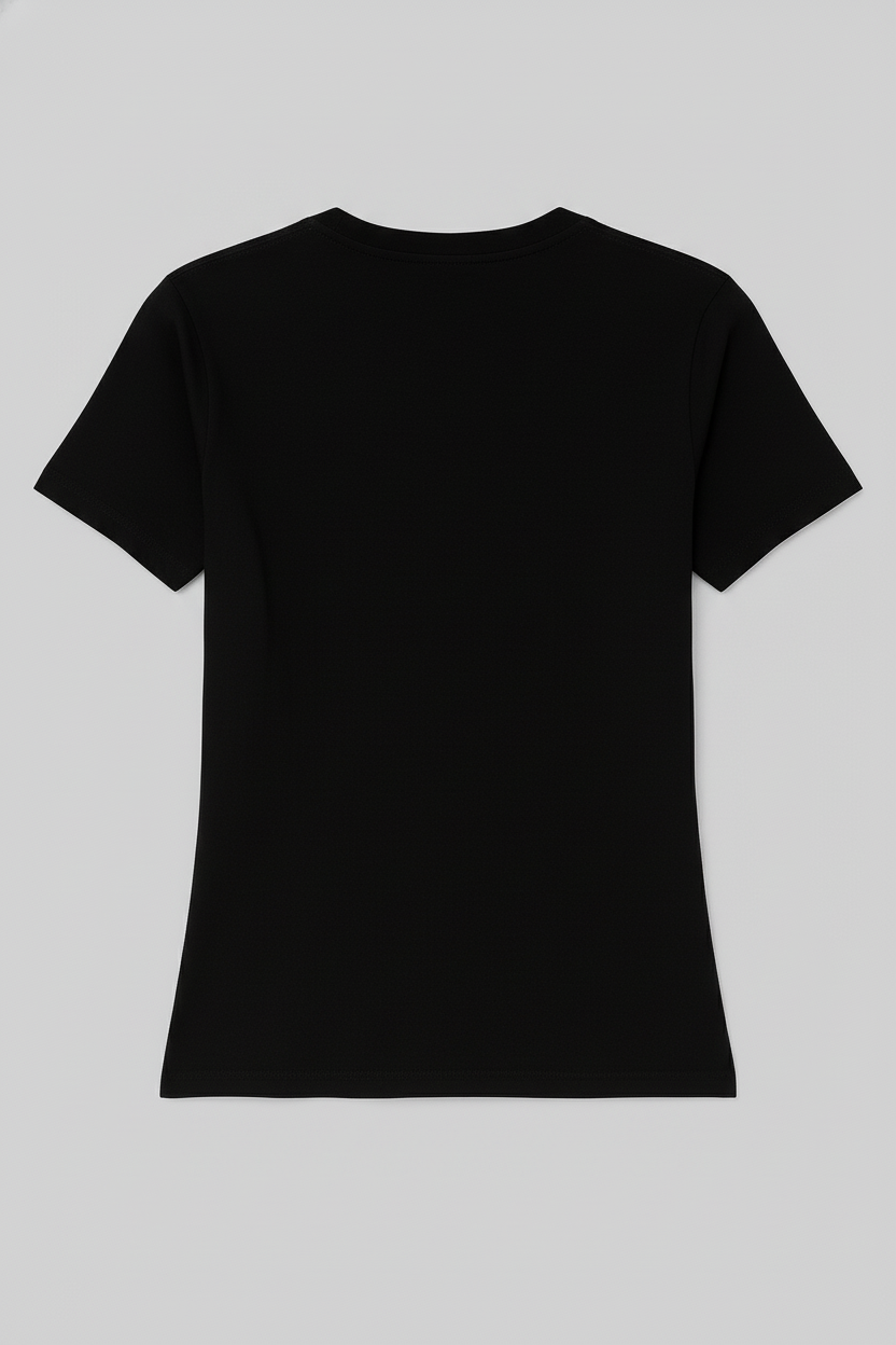 WOMEN'S BLACK  ABSTRACT BEAUTY REULAR FIT TSHRT