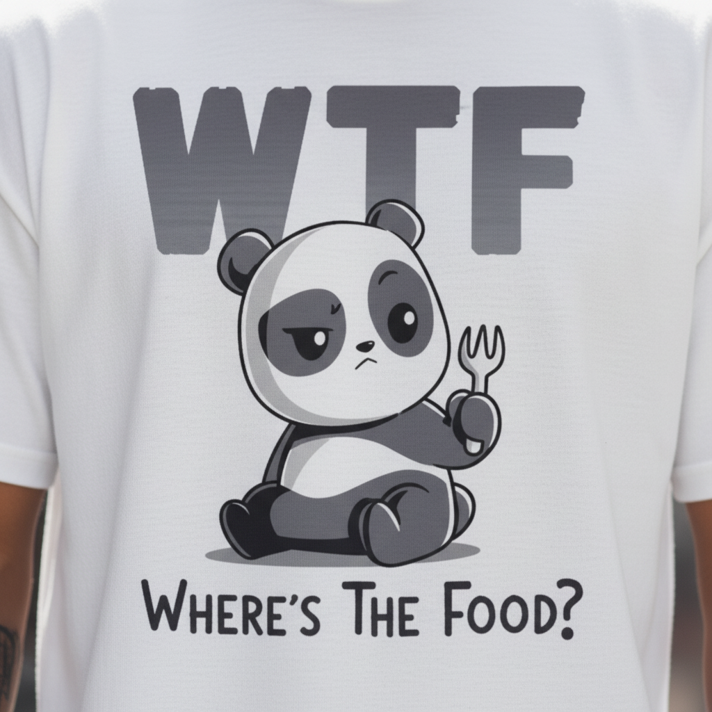 UNISEX WHITE WTF - WHERE'S THE FOOD OVERSIZE FIT TSHIRT