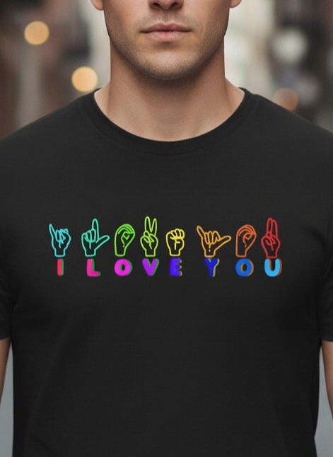 UNISEX BLACK I LOVE YOU REGULAR FIT TSHIRT