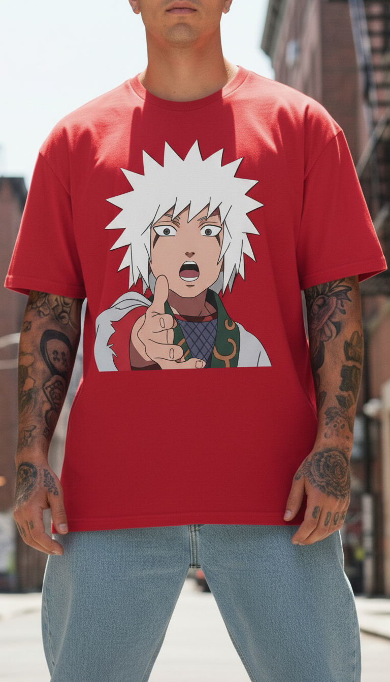 UNISEX RED YOUNG JIRAIYA OVERSIZE FIT TSHIRT