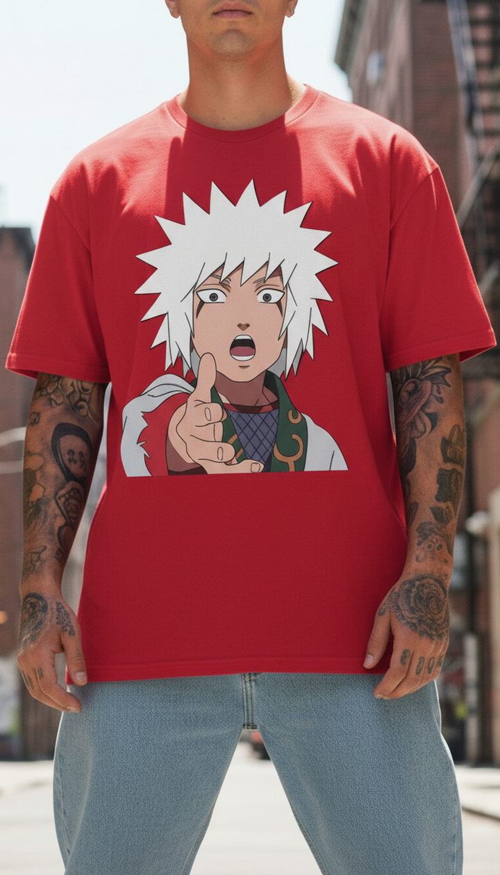 UNISEX RED YOUNG JIRAIYA OVERSIZE FIT TSHIRT