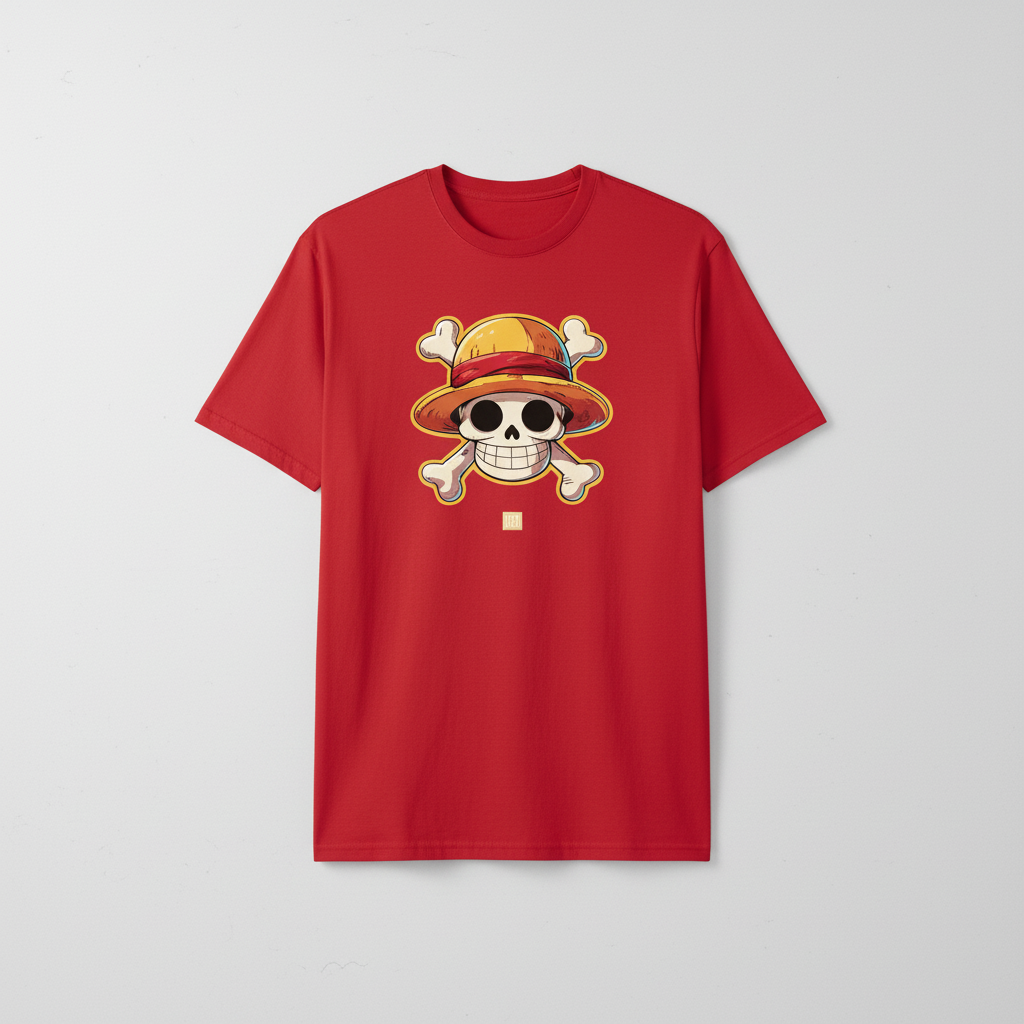 UNISEX RED STRAW HAT OVERSIZE FIT TSHIRT