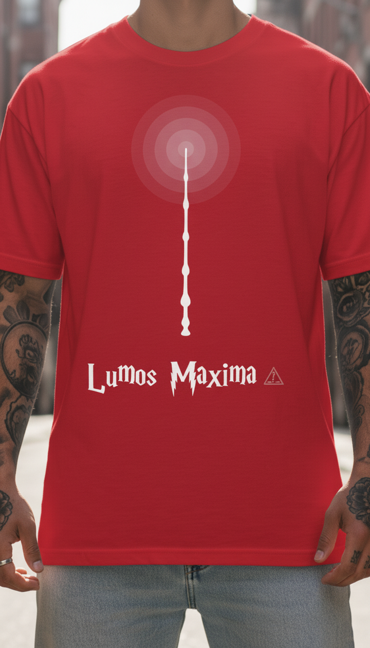 UNISEX RED LUMOS MAZIMA OVERSIZE FIT TSHIRT