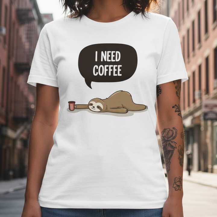 WOMEN'S WHITE I NEED COFFEE REGULAR FIT TSHIRT