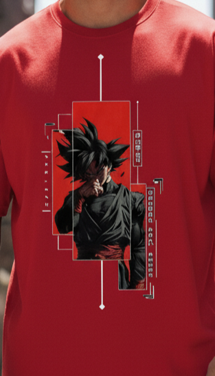 UNISEX RED GOKU BLACK OVERSIZE FIT TSHIRT