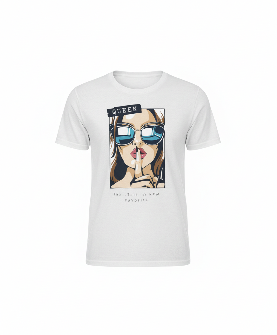 WOMEN'S WHITE QUEEN REGULAR FIT TSHIRT