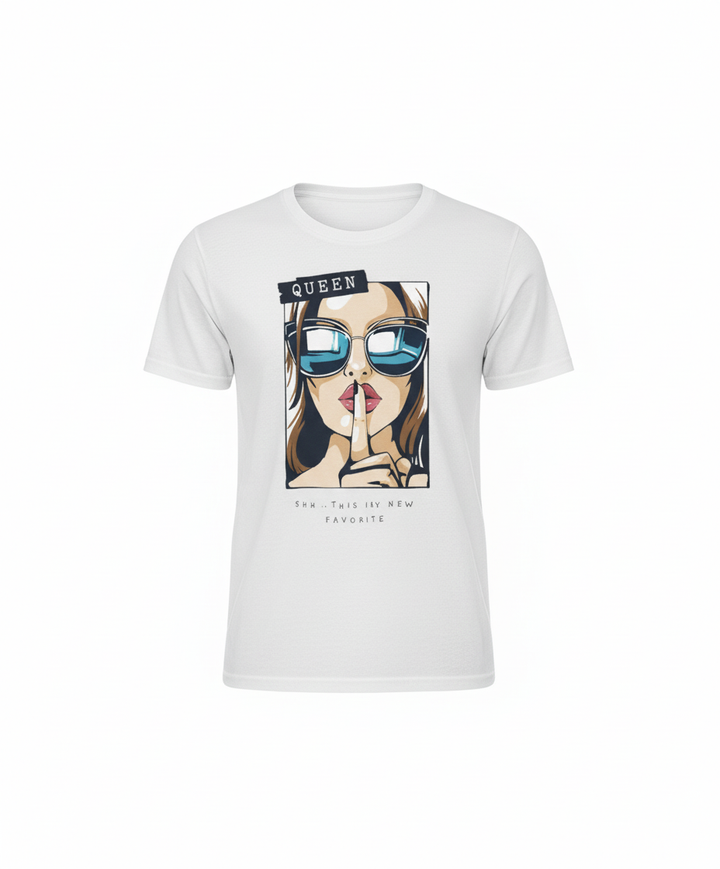 WOMEN'S WHITE QUEEN REGULAR FIT TSHIRT
