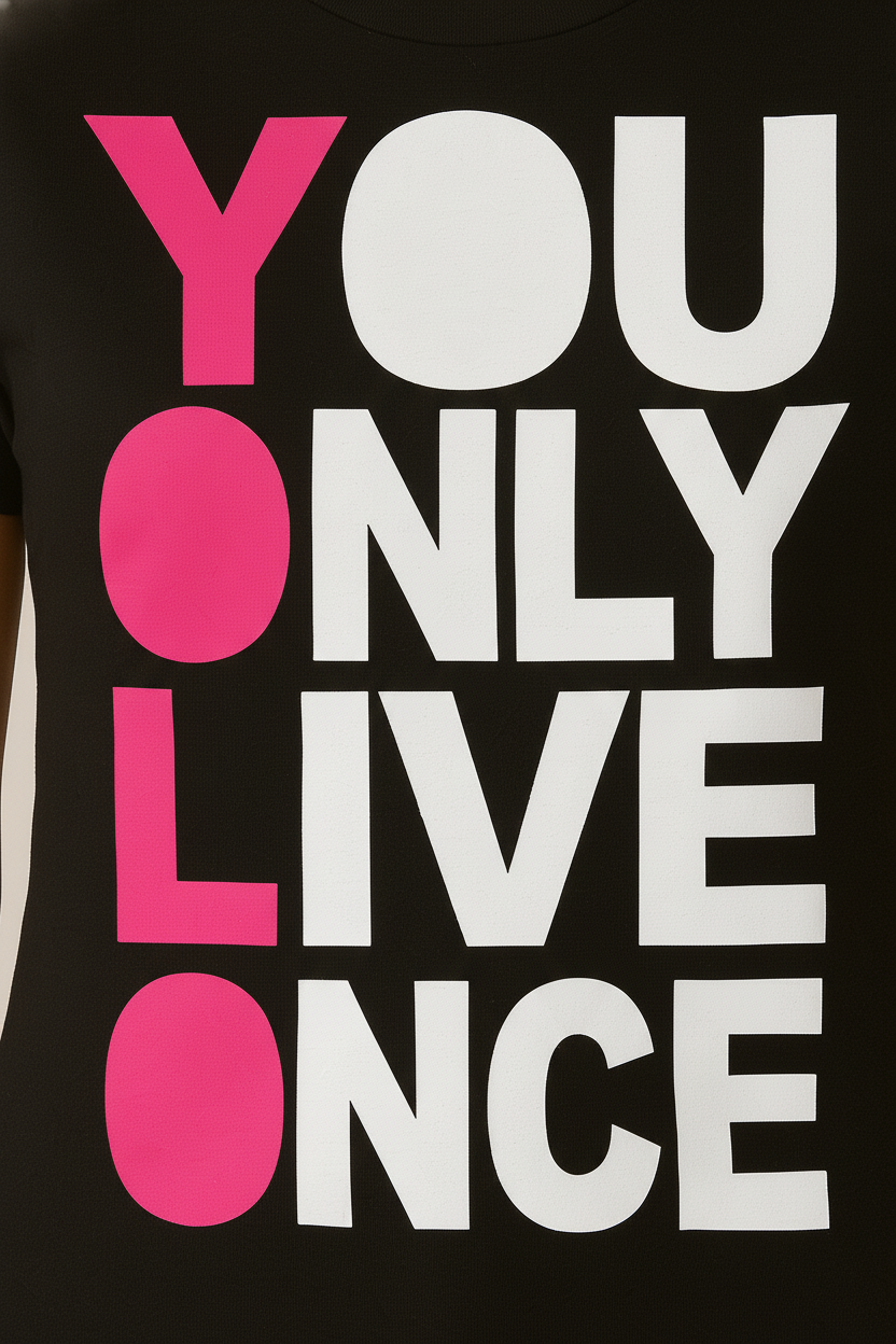 WOMEN'S BLACK YOU ONLY LIVE ONCE REGULAR FIT TSHIRT
